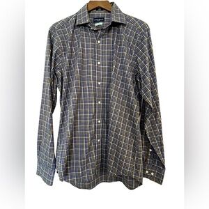 Peter Millar Dress Shirt Men’s L Flex Finish Purple Check Plaid Cotton Button Up